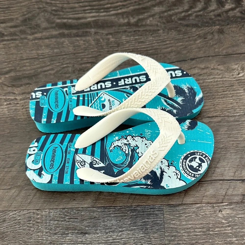 Havaianas Toddler‎ 10C Teal Blue Surf Thong Flip-Flop Sandals